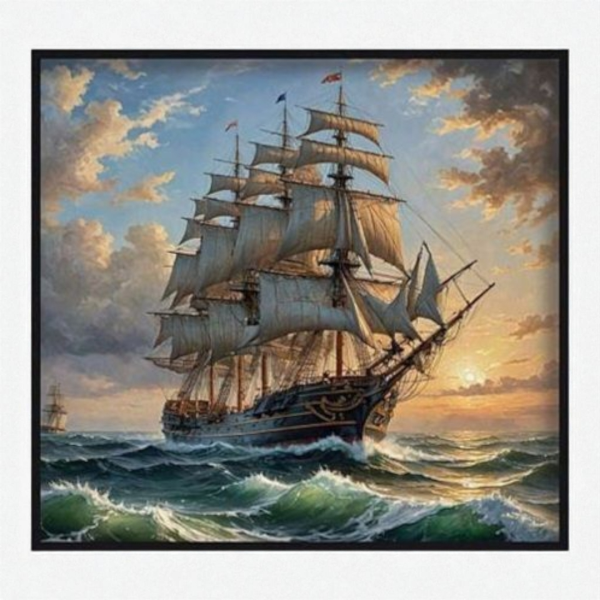 تابلو دکوراتیو شاین کد 202475، جدیدترین مدل تابلو با بالاترین کیفیت چاپ و سایز 100x100، متریال پی وی سی قاب، تابلو هنری با کیفیت فوق العاده و قابل شستشو طرح کشتی بادبانی